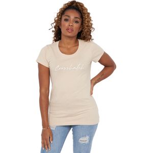 Crosshatch Dames/Dames Evemoore T-Shirt (L) (Zand)