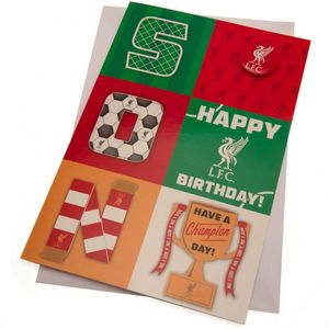 Liverpool FC Verjaardagskaart zoon (23 cm x 15 cm) (Rood/Groen/Wit)
