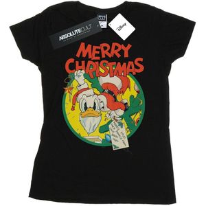 Disney Dames/Dames Donald Duck Vrolijk Kerstmis Katoenen T-Shirt (XXL) (Zwart)