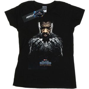Marvel Dames/Dames Black Panther T´Challa Poster Katoenen T-Shirt (S) (Zwart)
