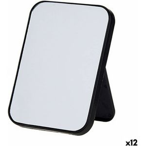 Spiegel met Ondersteuning Wit Zwart Polypropyleen 1,7 x 20 x 14 cm (12 Stuks)