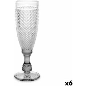 Champagneglas Diamant Transparant Antraciet Glas 185 ml (6 Stuks)