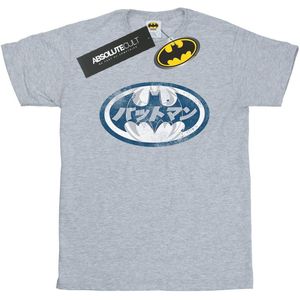 DC Comics Meisjes Batman Japans Logo Wit Katoenen T-Shirt (128) (Sportgrijs)