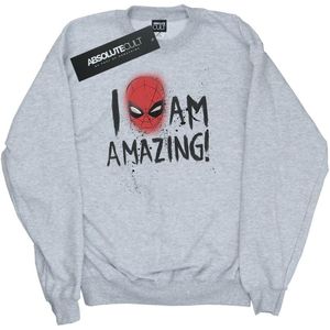 Marvel Jongens Spider-Man I Am Amazing Sweatshirt (128) (Sportgrijs)