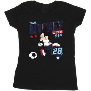 Disney Dames/Dames Mickey Mouse Team Mickey Voetbal Katoenen T-Shirt (M) (Zwart)