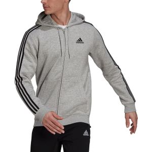 adidas - Essentials Fleece 3S Zip Hoodie - Grijs Vest - M