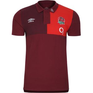 Umbro Heren 23/24 Engeland Rugby CVC Poloshirt (4XL) (Tibetaans Rood/Zinfandel/Flame Scarlet)