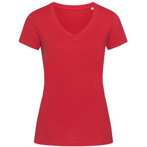 Absolute Apparel - Dames Stedman Janet Organisch T-shirt met V-hals (S) (Rood)
