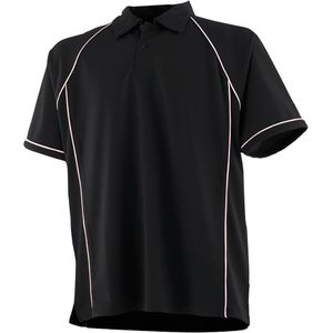 Finden & Hales Kinderen Unisex Piped Performance Sport Polo Shirt (104) (Zwart/Wit)