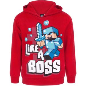 Minecraft Boys Like A Boss Hoodie (116) (Rood/Blauw/Wit)