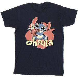 Disney Heren Lilo en Stitch Ohana Ananas T-shirt (XXL) (Marineblauw)