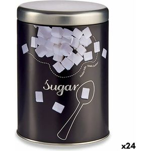Tin Suiker Zwart Metaal 1 L 10,5 x 15 x 10,5 cm (24 Stuks)