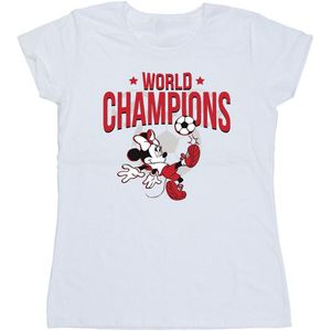 Disney Dames/Dames Minnie Mouse Wereldkampioen Katoenen T-Shirt (XXL) (Wit)