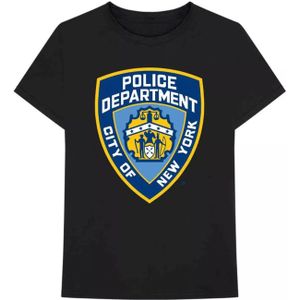 New York Knicks Katoenen t-shirt met badge van het politiedepartement voor volwassenen (XXL) (Zwart)