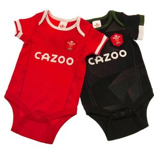 Wales RU Baby rompertje (Set van 2) (74) (Rood/zwart)