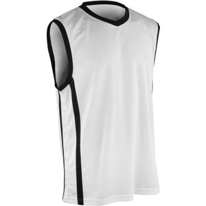 Spiro Heren Basketbal Snelle Droge Mouwloze Top (3XL) (Wit / Zwart)