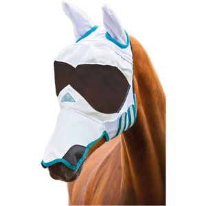 Shires Ultra Pro Zonnescherm Paarden Vliegenmasker (XFull) (Wit)