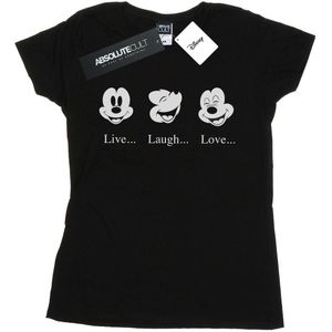 Disney Dames/Dames Mickey Mouse Live Love Laugh Katoenen T-Shirt (M) (Zwart)