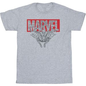 Marvel Jongens Spider Man Logo Rood T-Shirt (140-146) (Sportgrijs)