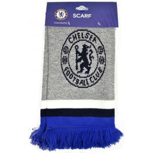 Chelsea FC Jacquard Mergel Gebreide Sjaal  (Grijs/Donkerblauw/Wit)