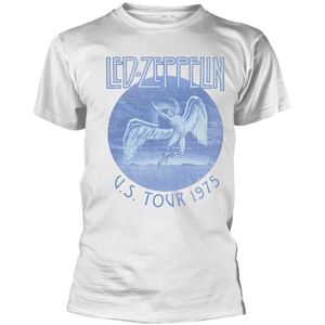 Led Zeppelin Unisex Tour ´75 T-shirt voor volwassenen (L) (Wit)