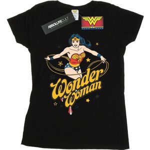 DC Comics Dames/Dames Wonder Woman Sterren Katoenen T-Shirt (XL) (Zwart)