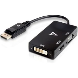 Adapter Mini DisplayPort naar VGA/DVI/HDMI V7 V7DP-VGADVIHDMI-1E  Zwart