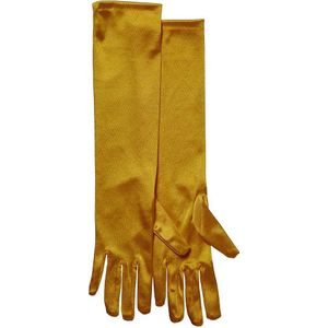 Apollo - Lange handschoenen - Satijnen handschoenen - 40 cm - Goud - One size - Gala handschoenen - Lange handschoenen verkleed - Charleston accessoires - Carnaval