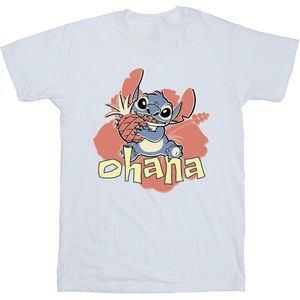 Disney Heren Lilo en Stitch Ohana Ananas T-shirt (XXL) (Wit)