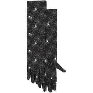 Apollo - Satijnen handschoenen - Spinnenweb Halloween - 40cm