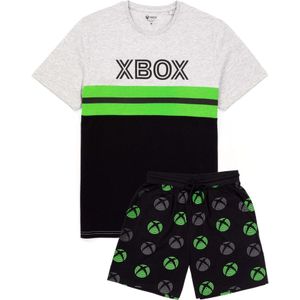 Xbox Heren Set Gamer T-Shirt & Shorts (XL) (Zwart/Grijs/Groen)