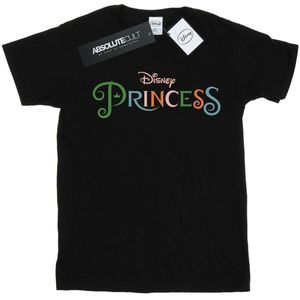 Disney Princess Katoenen T-shirt met kleurenlogo voor meisjes (152-158) (Zwart)