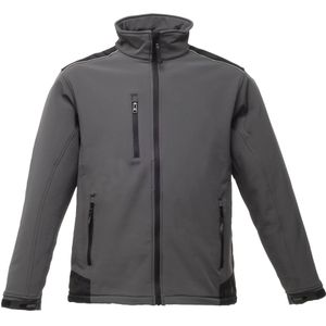 Regatta Heren Zandstorm Slijtvaste Werkkleding Softshell Jas (waterafstotend) (3XL) (Afdichting Grijs/Zwart)