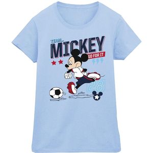 Disney Dames/Dames Mickey Mouse Team Mickey Voetbal Katoenen T-Shirt (S) (Babyblauw)