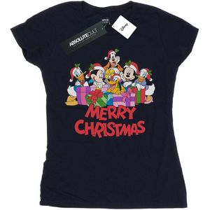 Disney Dames/Dames Mickey Mouse And Friends Kerst Katoenen T-Shirt (XL) (Marineblauw)