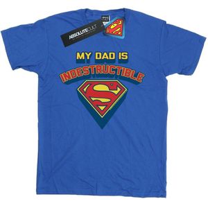 DC Comics Jongens Superman Mijn vader is onverwoestbaar T-Shirt (128) (Koningsblauw)