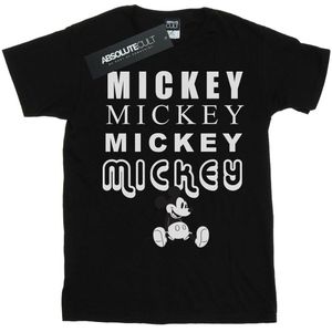 Disney Dames/Dames Mickey Mouse Zittend Katoenen Vriendje T-shirt (XL) (Zwart)