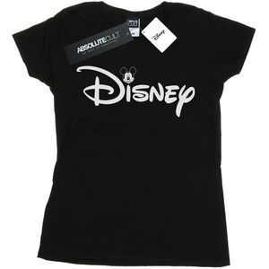Disney Dames/Dames Mickey Mouse Hoofd Logo Katoenen T-Shirt (L) (Zwart)