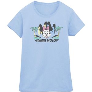 Disney Dames/Dames Minnie MM Palm Katoenen T-Shirt (L) (Babyblauw)
