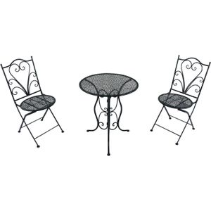 AXI Eloise  3-delige Mozaïek Bistroset Gestanst Antraciet | Bistro Set met tafel & 2 stoelen | Balkonset van metaal & Mozaïek design