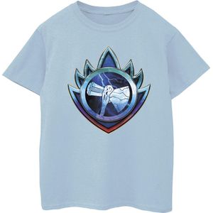 Marvel Meisjes Thor Liefde en Donder Stormbreaker Crest Katoenen T-Shirt (128) (Babyblauw)