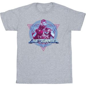 Marvel Heren Thor Liefde en Donder Neon Badge T-Shirt (4XL) (Sportgrijs)