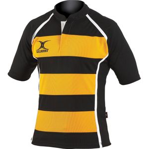 Gilbert Rugby Kinderen/Kinderen Xact Match Rugby Shirt met korte mouwen (5-6 Jahre (116)) (Zwart / Amber hoepels)