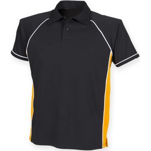 Finden & Hales Heren Piped Performance Sport Polo Shirt (3XL) (Zwart/Amber/Wit)