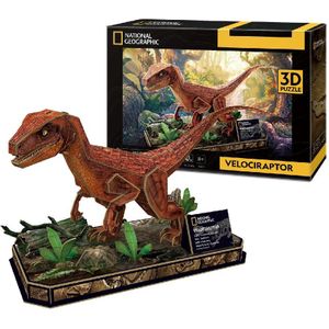 National Geographic Houten 3D Puzzel Velociraptor (63 Stukjes)