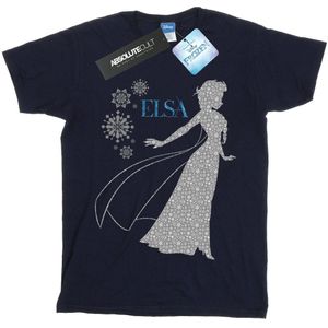 Disney Jongens Frozen Elsa Kerst Silhouet T-Shirt (128) (Marineblauw)