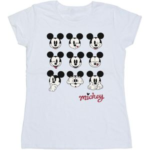Disney Dames/Dames Mickey Mouse Many Faces Katoenen T-Shirt (L) (Wit)
