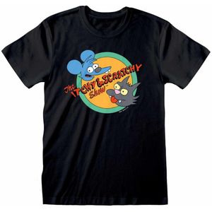 The Simpsons Unisex Volwassen T-shirt van Itchy And Scratchy Show (S) (Zwart)