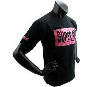 Super Pro T-Shirt met logo - Katoen - Zwart met roze - 152