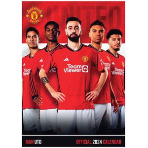 Manchester United FC 2024 A3 Muurkalender  (Rood/Wit)